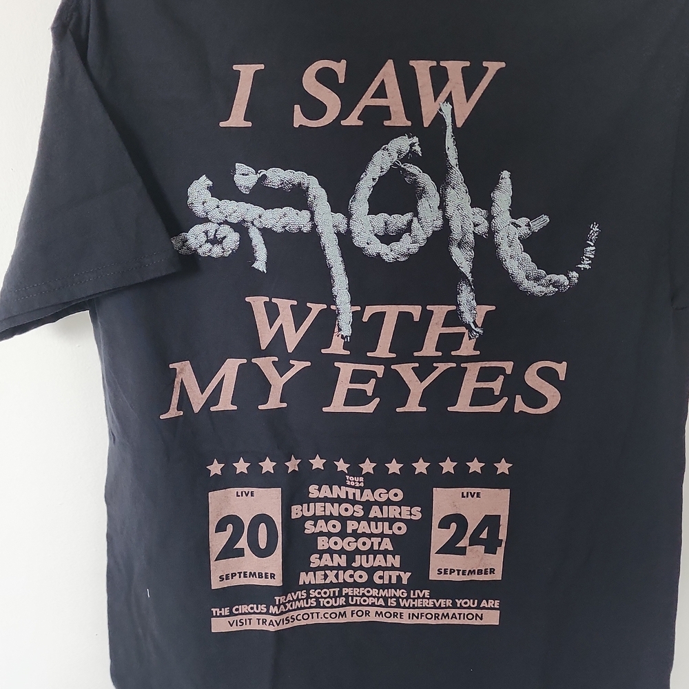 Travis Scott Black Tee with Pink Graphics